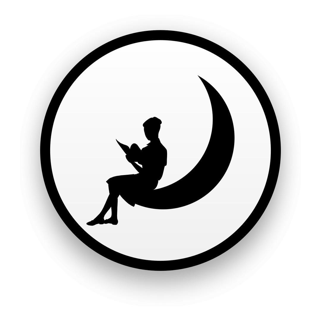 Girl on the moon emblem png transparent