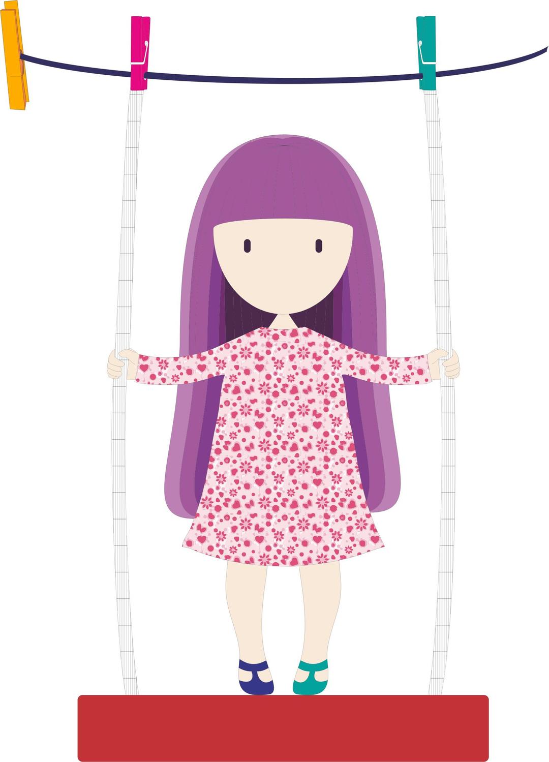 Girl Swinging On Clothesline png transparent