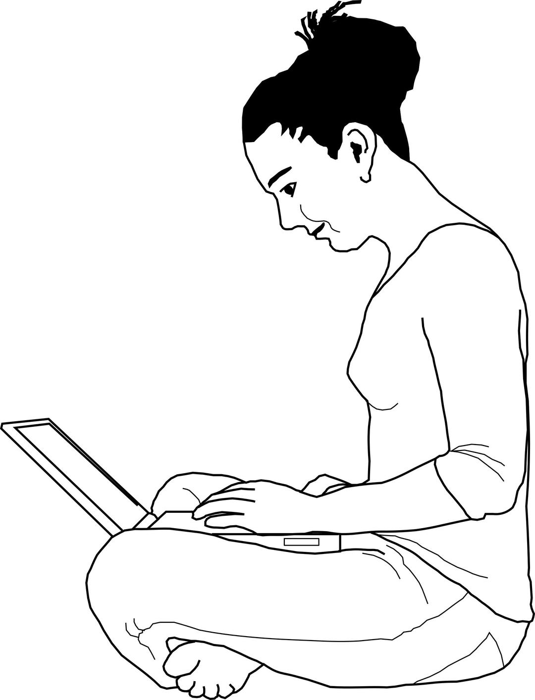 Girl typing png transparent
