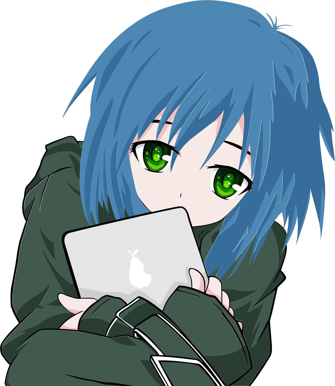 Girl with a tablet, by Bogdan png transparent