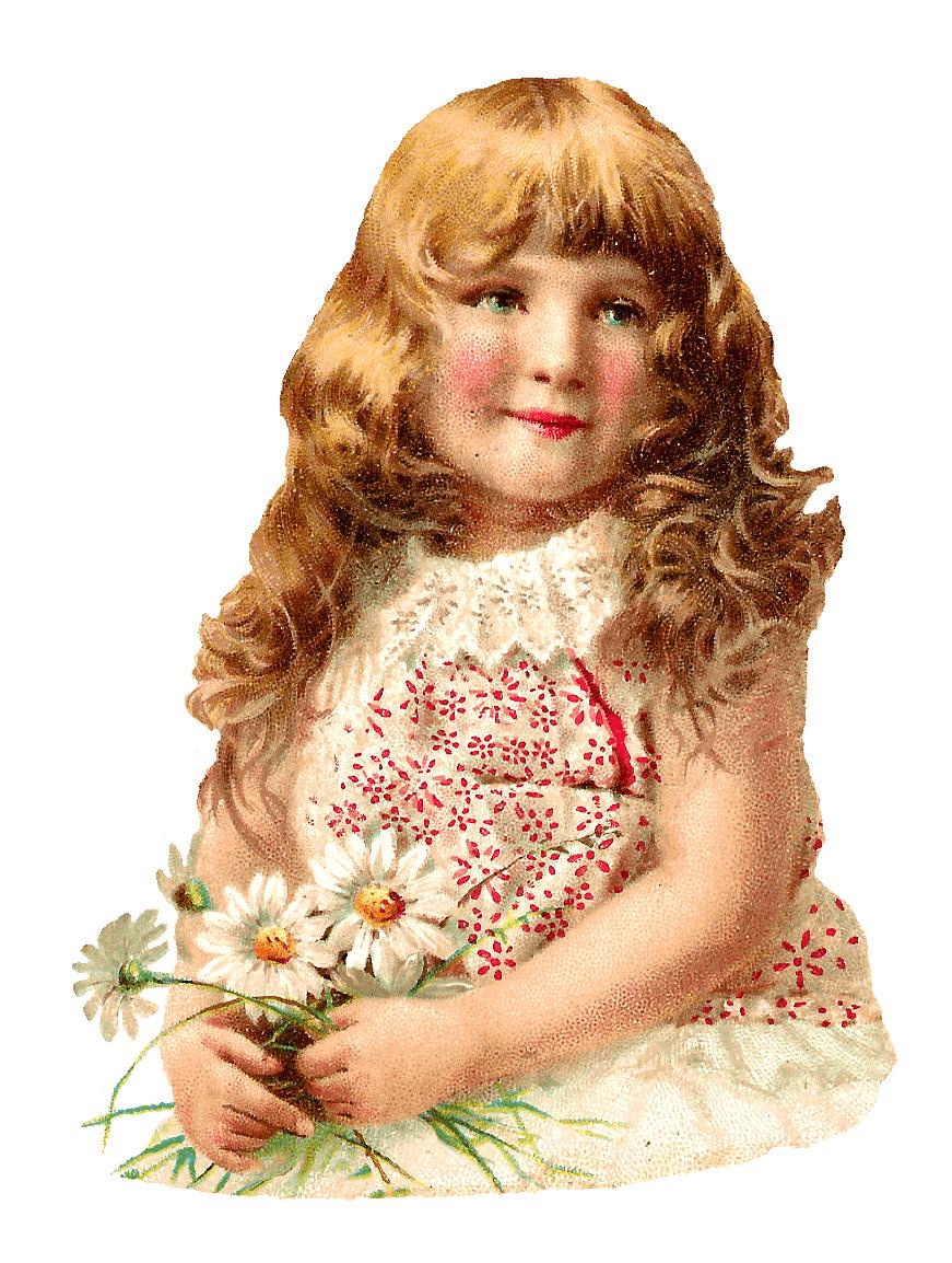 Girl With Flowers Victorian png transparent