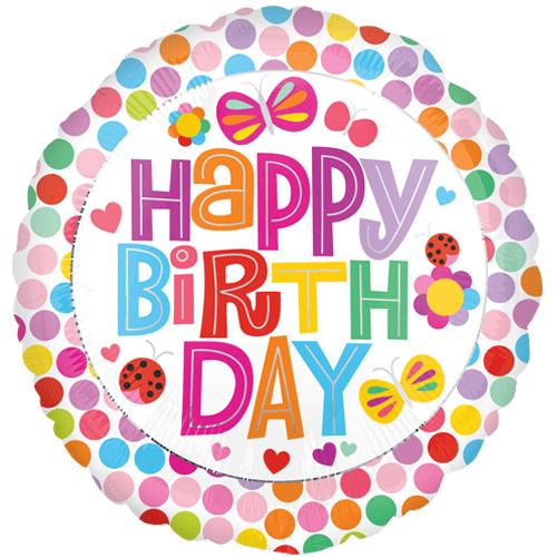 Girly Happy Birthday on Balloon png transparent