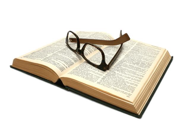 Glasses on Top Of Open Book png transparent