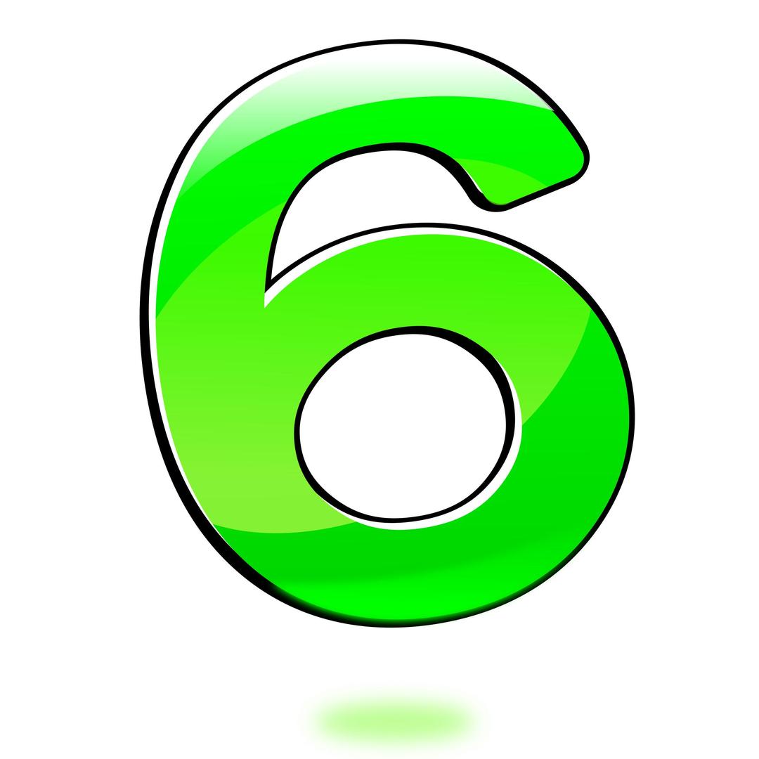 Glossy Number : Six png transparent