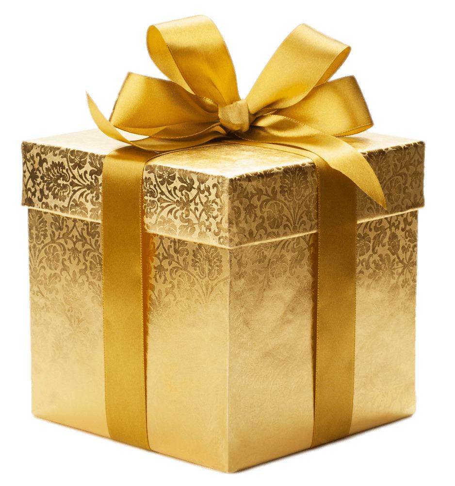 Gold Coloured Gift Box png transparent
