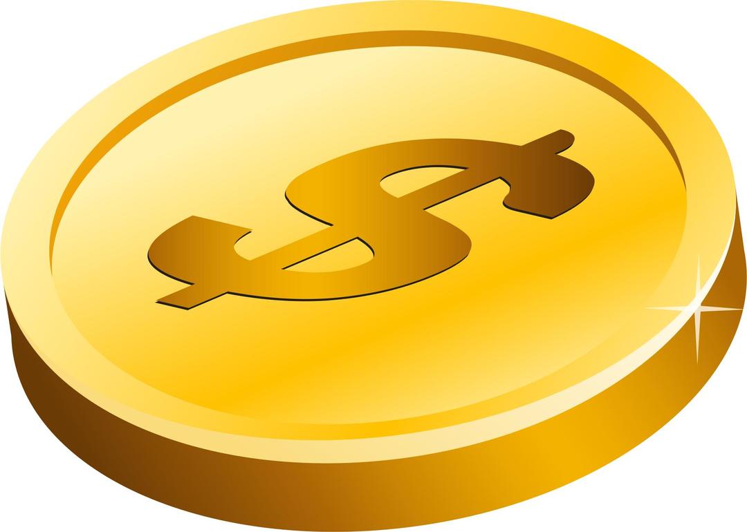 Gold Dollar Coin png transparent