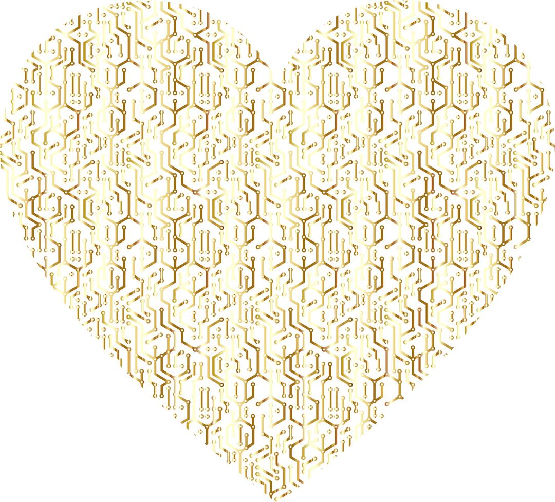Gold Electronic Heart No Background png transparent