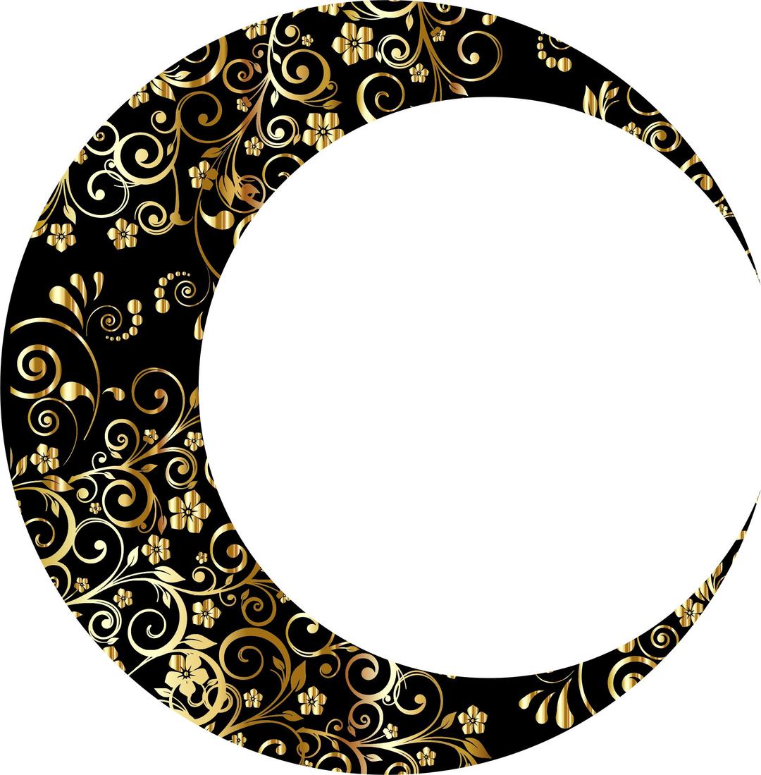 Gold Floral Crescent Moon Mark II 5 png transparent