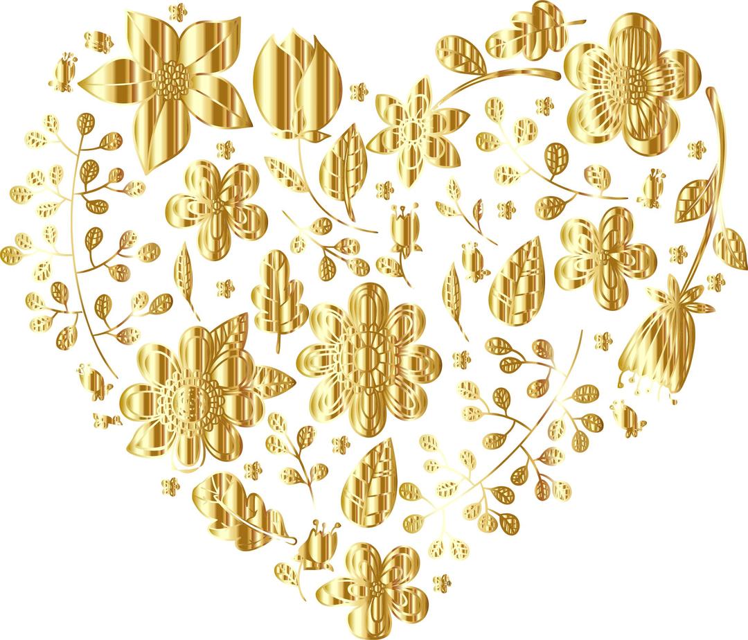 Gold Floral Heart No Background png transparent