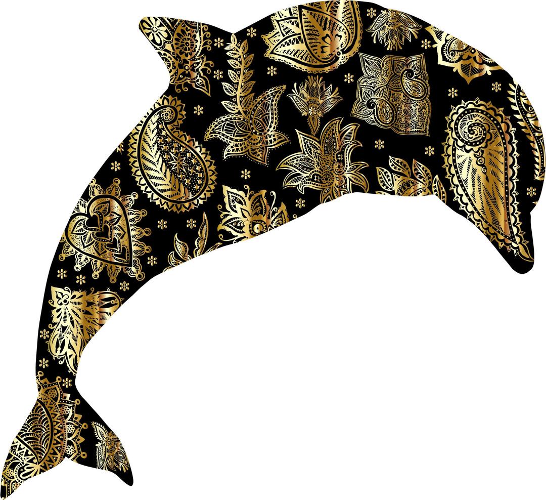Gold Floral Pattern Dolphin png transparent