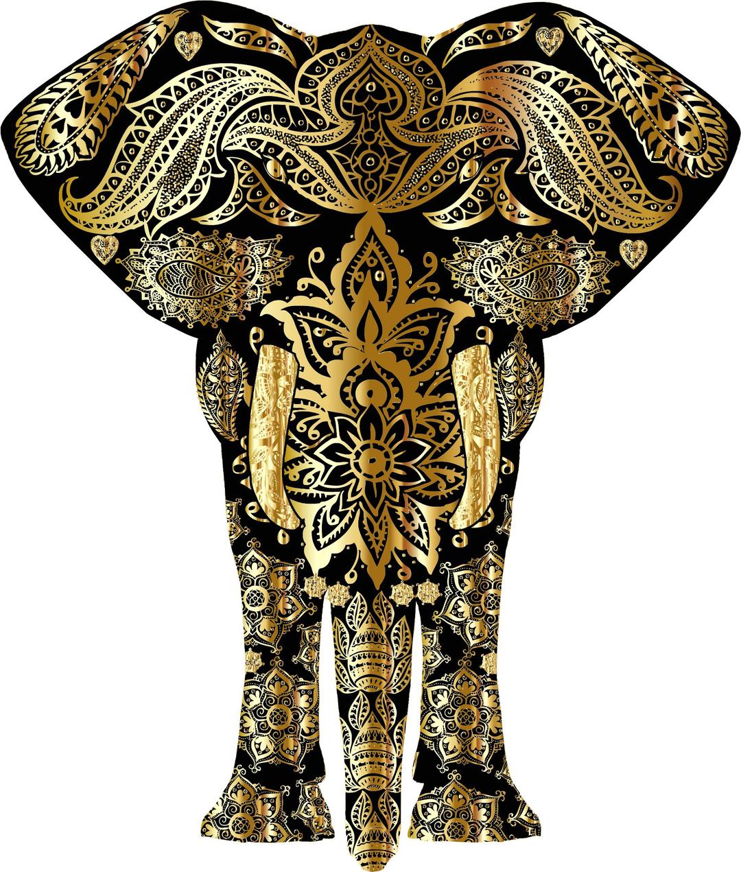 Gold Floral Pattern Elephant png transparent