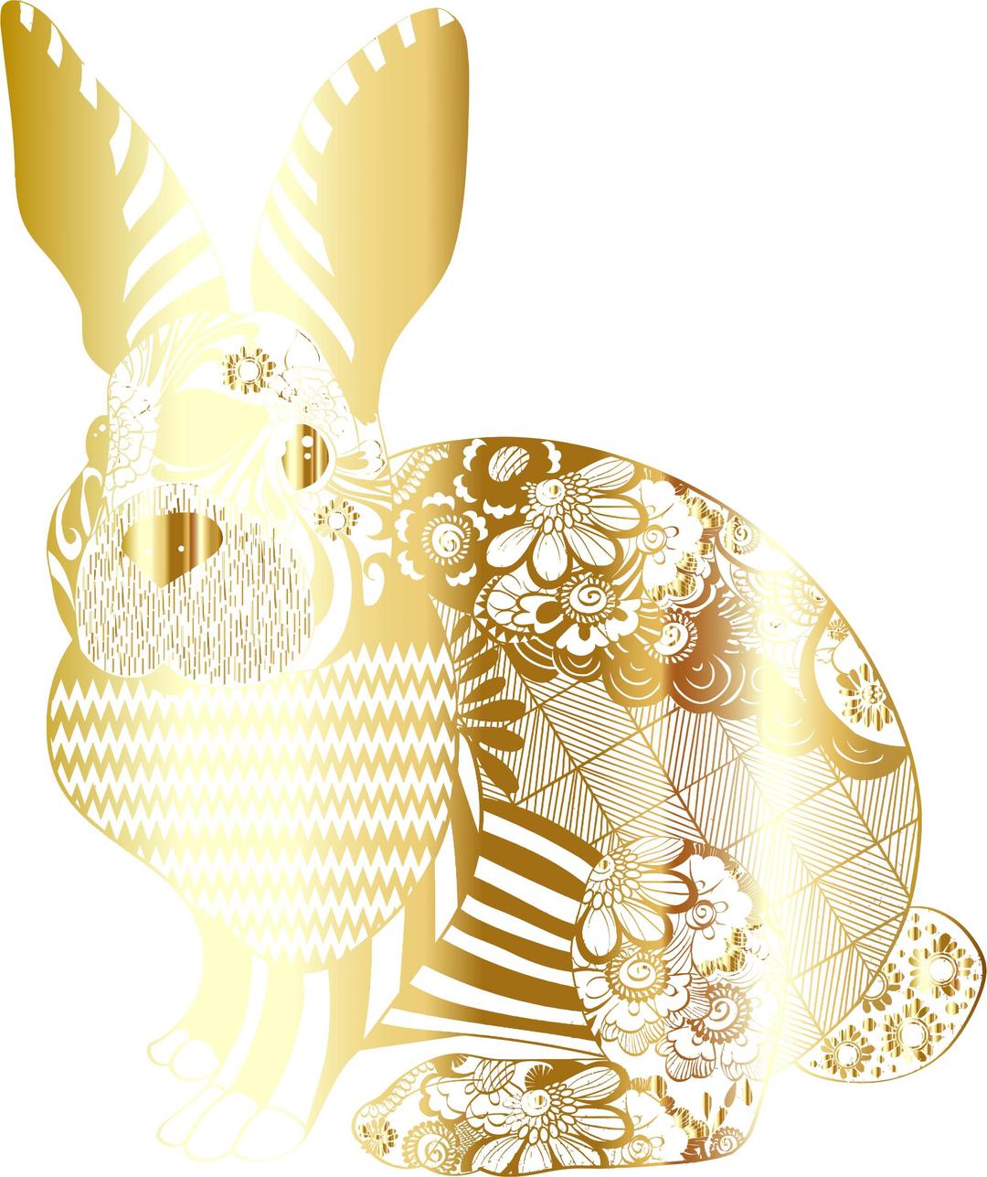 Gold Floral Rabbit No Background png transparent