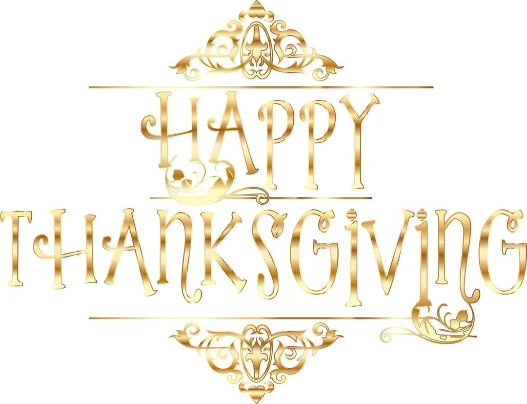 Gold Happy Thanksgiving Typography No Background png transparent