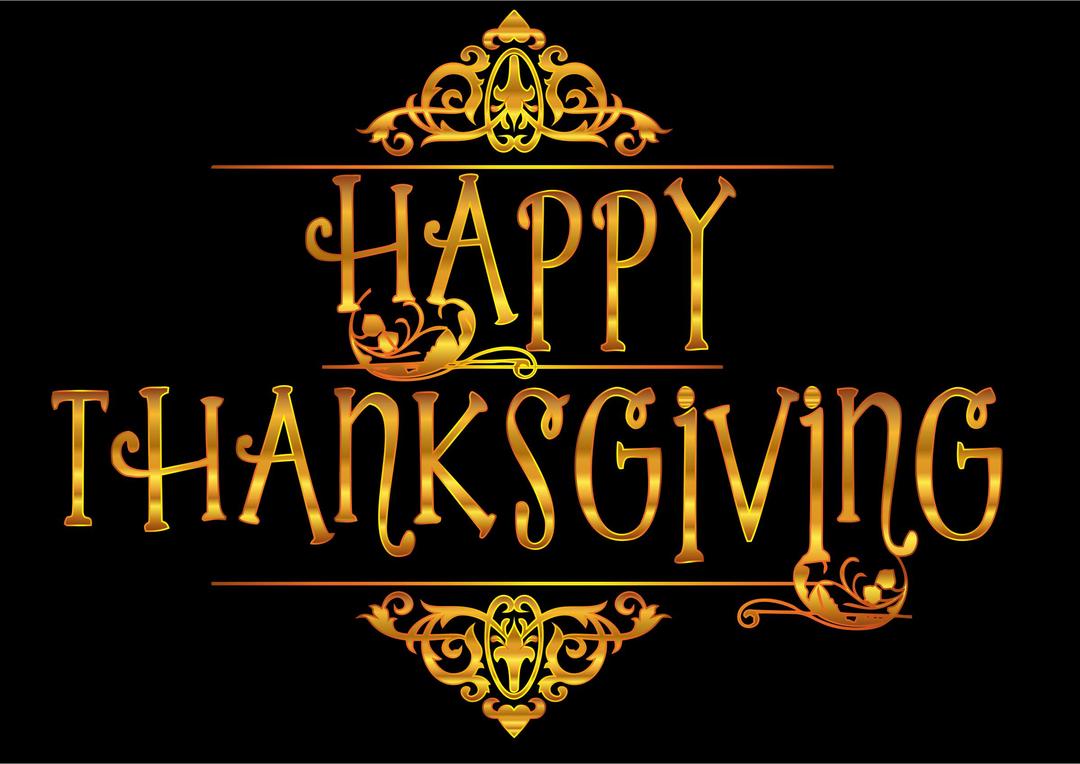 Gold Happy Thanksgiving Typography Variation 2 png transparent