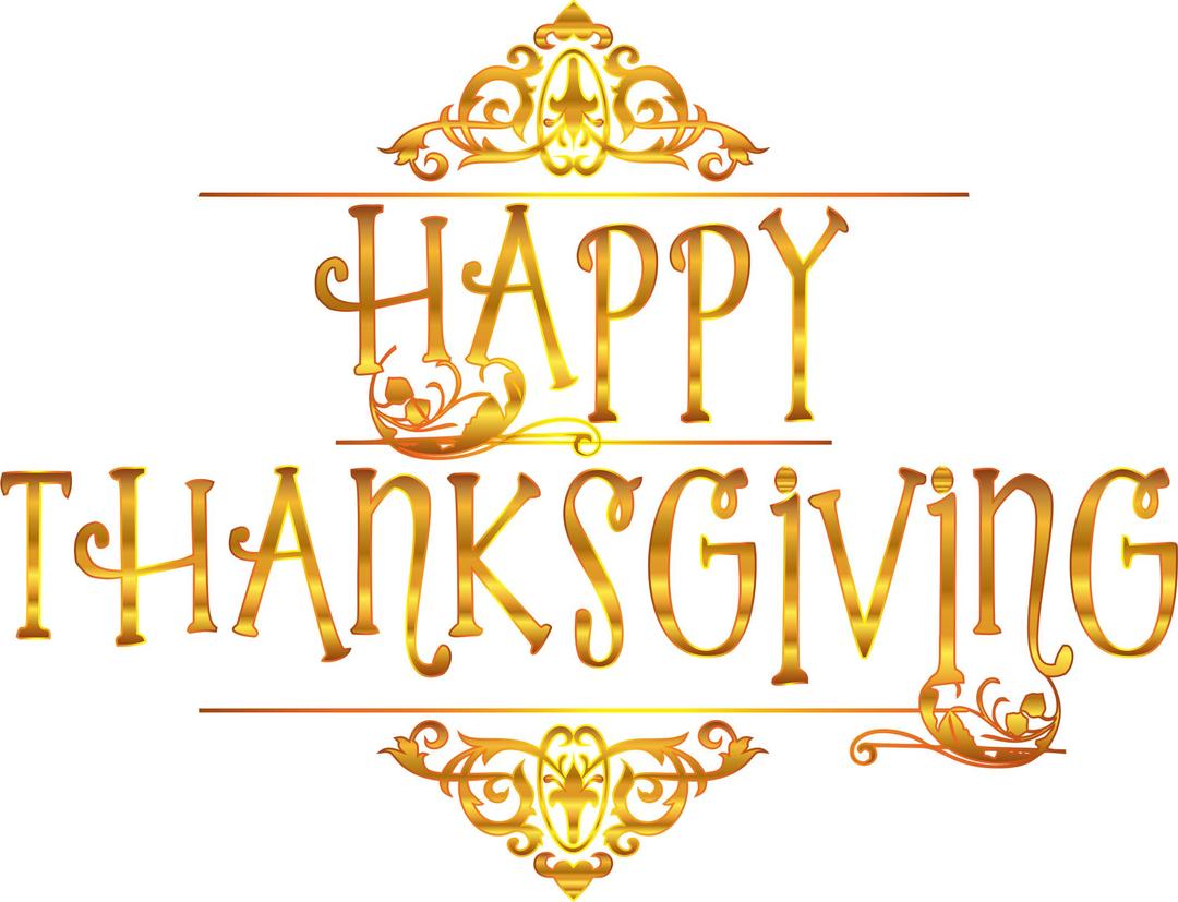 Gold Happy Thanksgiving Typography Variation 2 No Background png transparent