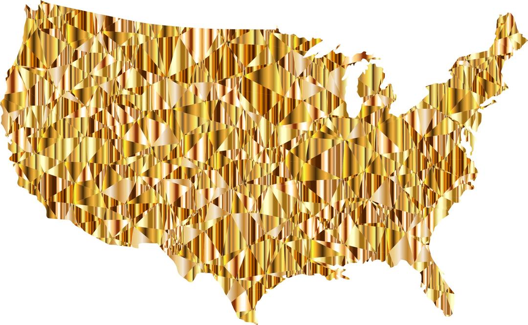 Gold Low Poly America USA Map png transparent