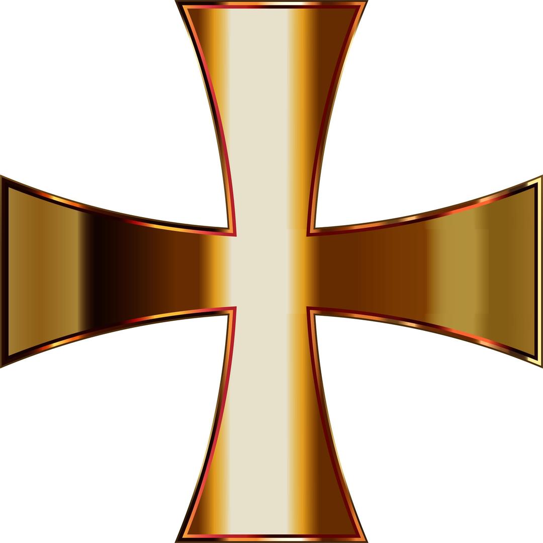 Gold Maltese Cross Enhanced Contrast No Background png transparent