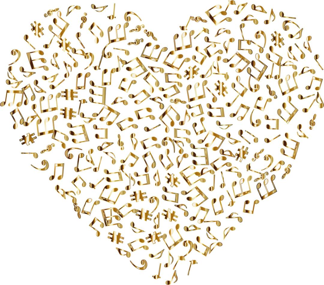 Gold Musical Heart 4 2 No Background png transparent