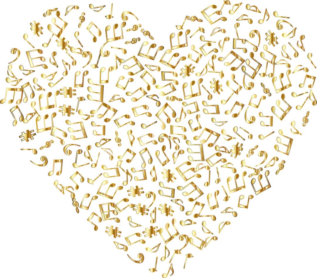 Gold Musical Heart 4 No Background png transparent