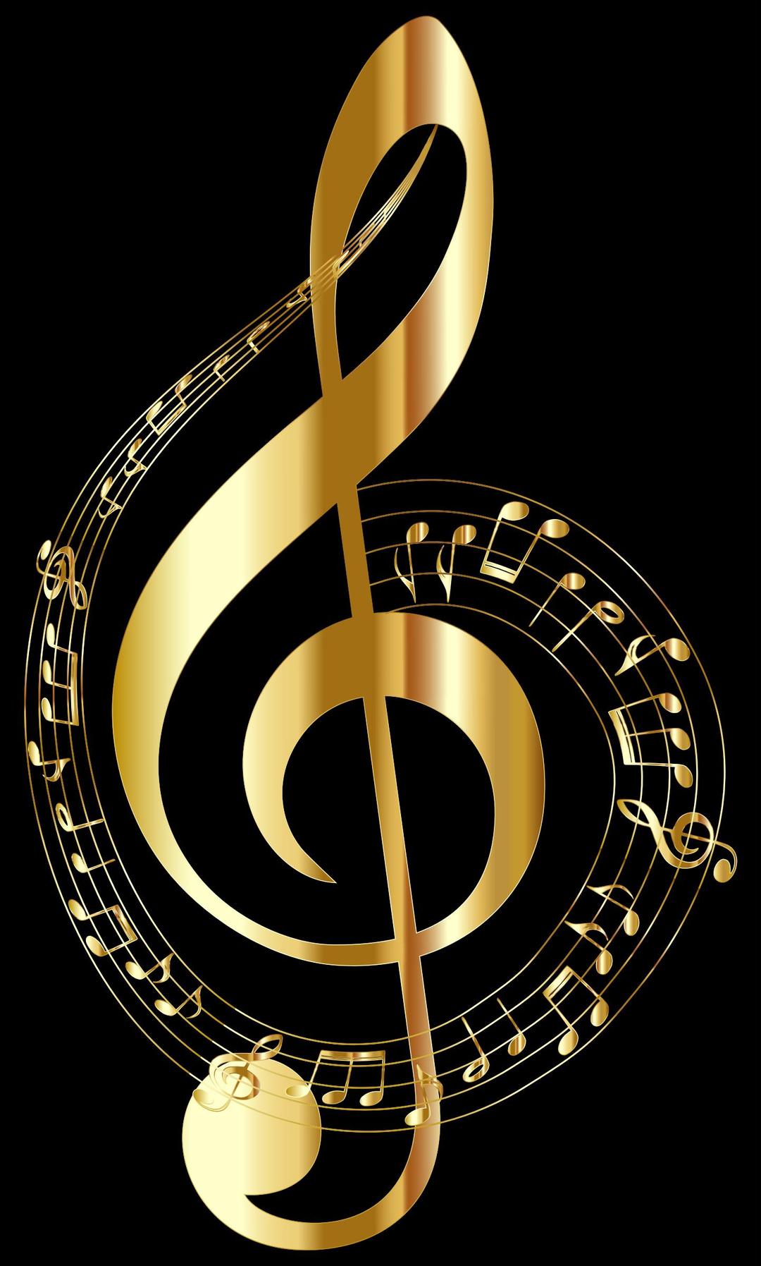 Gold Musical Notes Typography png transparent