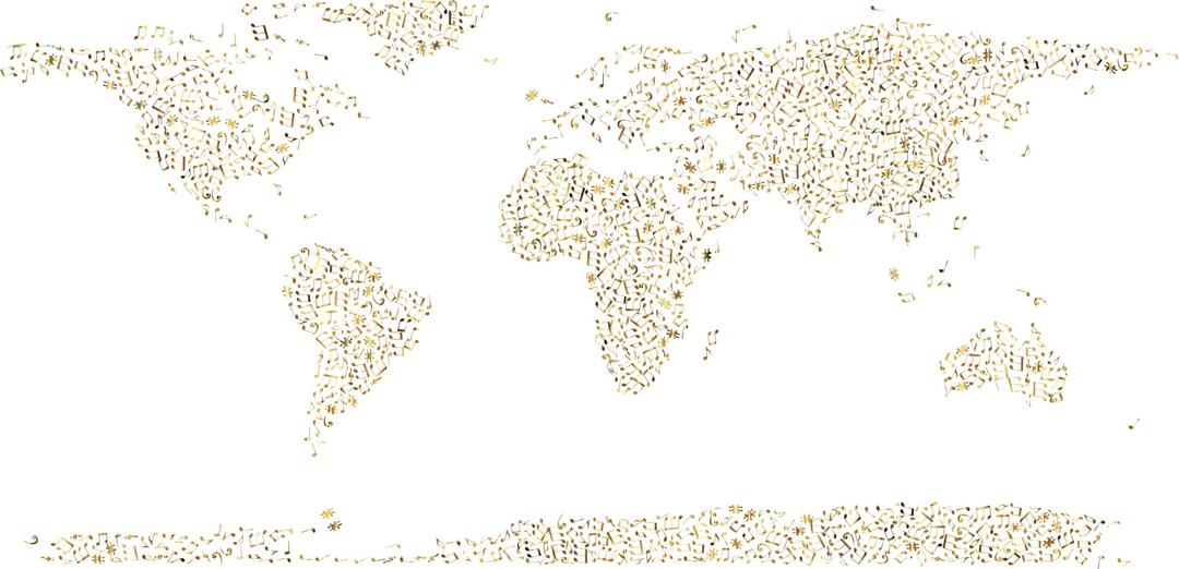 Gold Musical World Map No Background png transparent