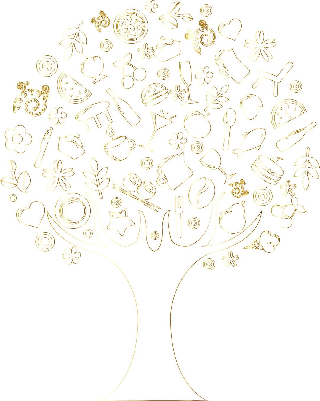 Gold Outline Abstract Tree No Background png transparent
