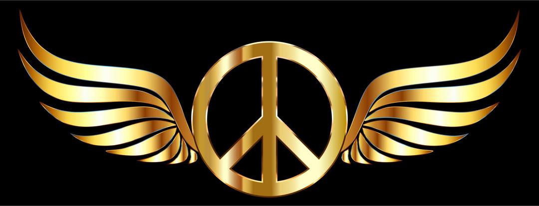 Gold Peace Sign Wings png transparent