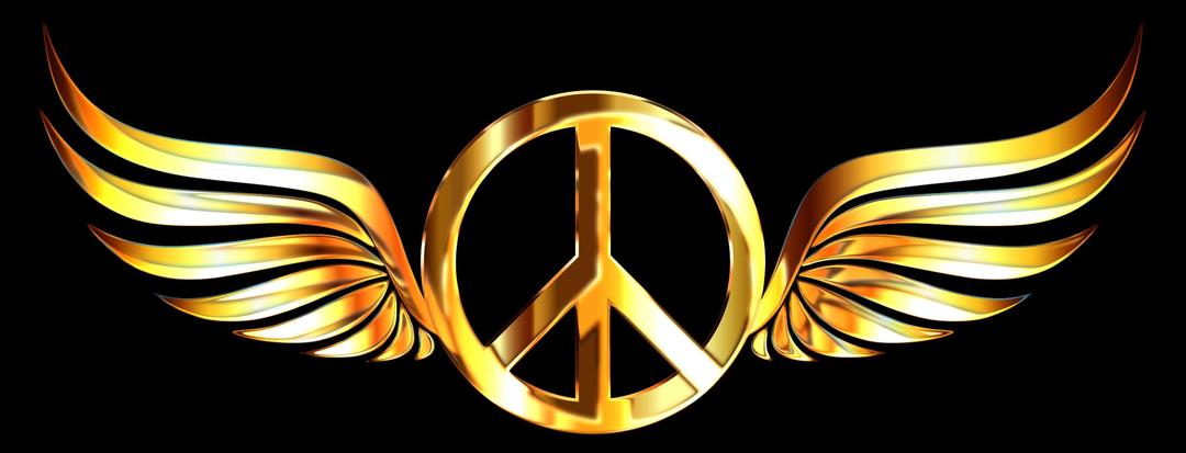 Gold Peace Sign Wings Enhanced png transparent