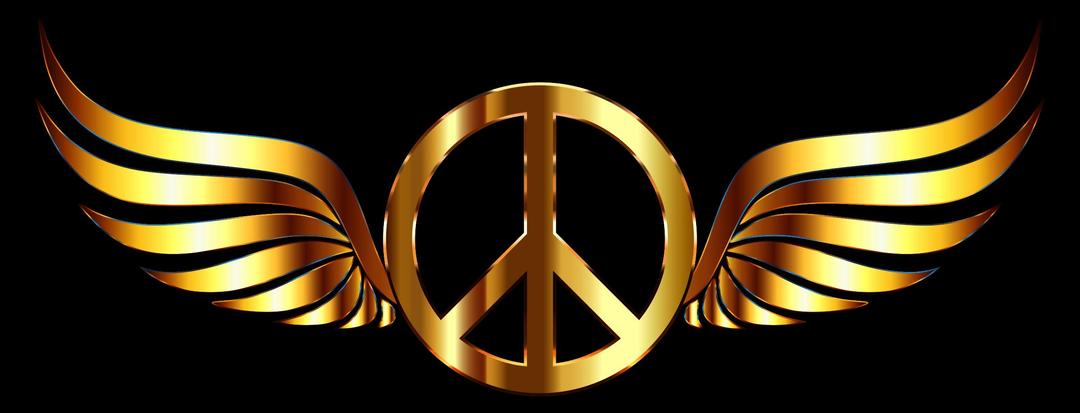 Gold Peace Sign Wings Enhanced Contrast png transparent