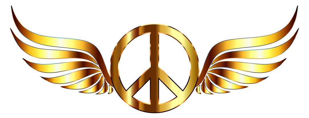 Gold Peace Sign Wings Enhanced Contrast No Background png transparent