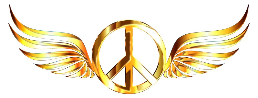 Gold Peace Sign Wings Enhanced No Background png transparent