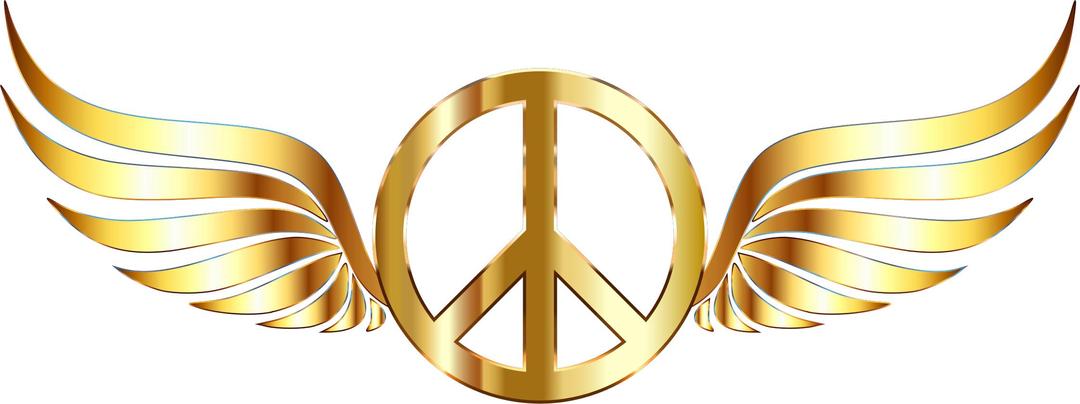 Gold Peace Sign Wings No Background png transparent