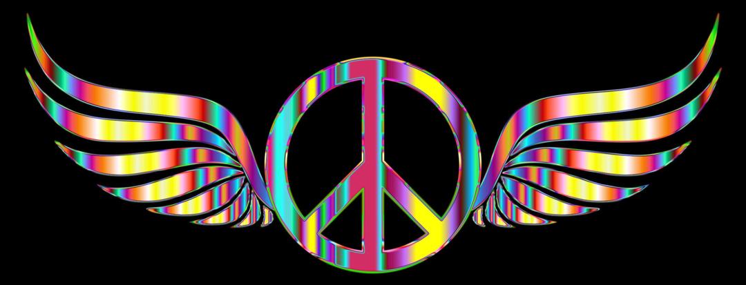 Gold Peace Sign Wings Psychedelic png transparent