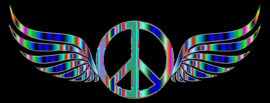Gold Peace Sign Wings Psychedelic 2 png transparent