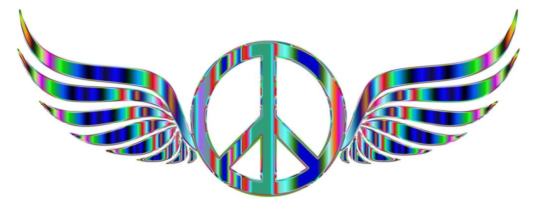 Gold Peace Sign Wings Psychedelic 2 No Background png transparent