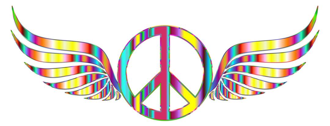 Gold Peace Sign Wings Psychedelic No Background png transparent