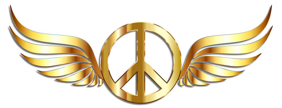 Gold Peace Sign Wings With Drop Shadow png transparent