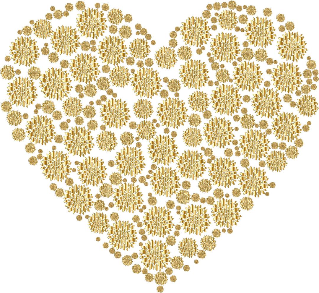 Gold Petals Heart png transparent