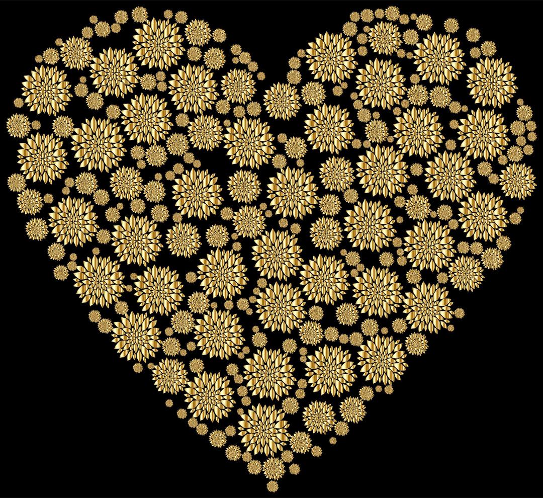 Gold Petals Heart With Background png transparent