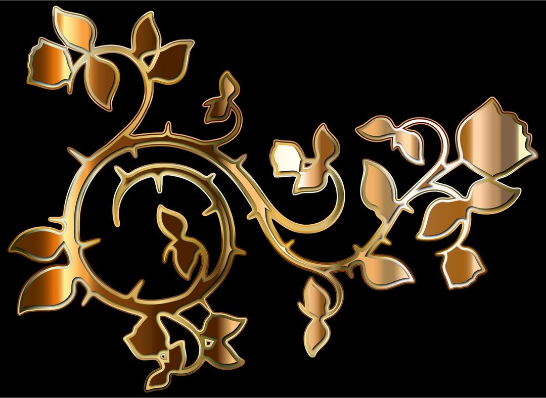 Gold Roses And Vines Silhouette Enhanced png transparent