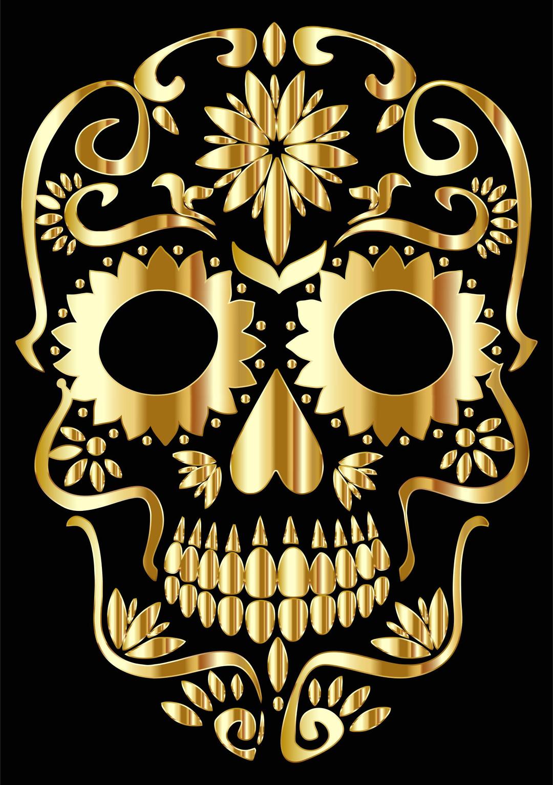 Gold Sugar Skull Silhouette png transparent