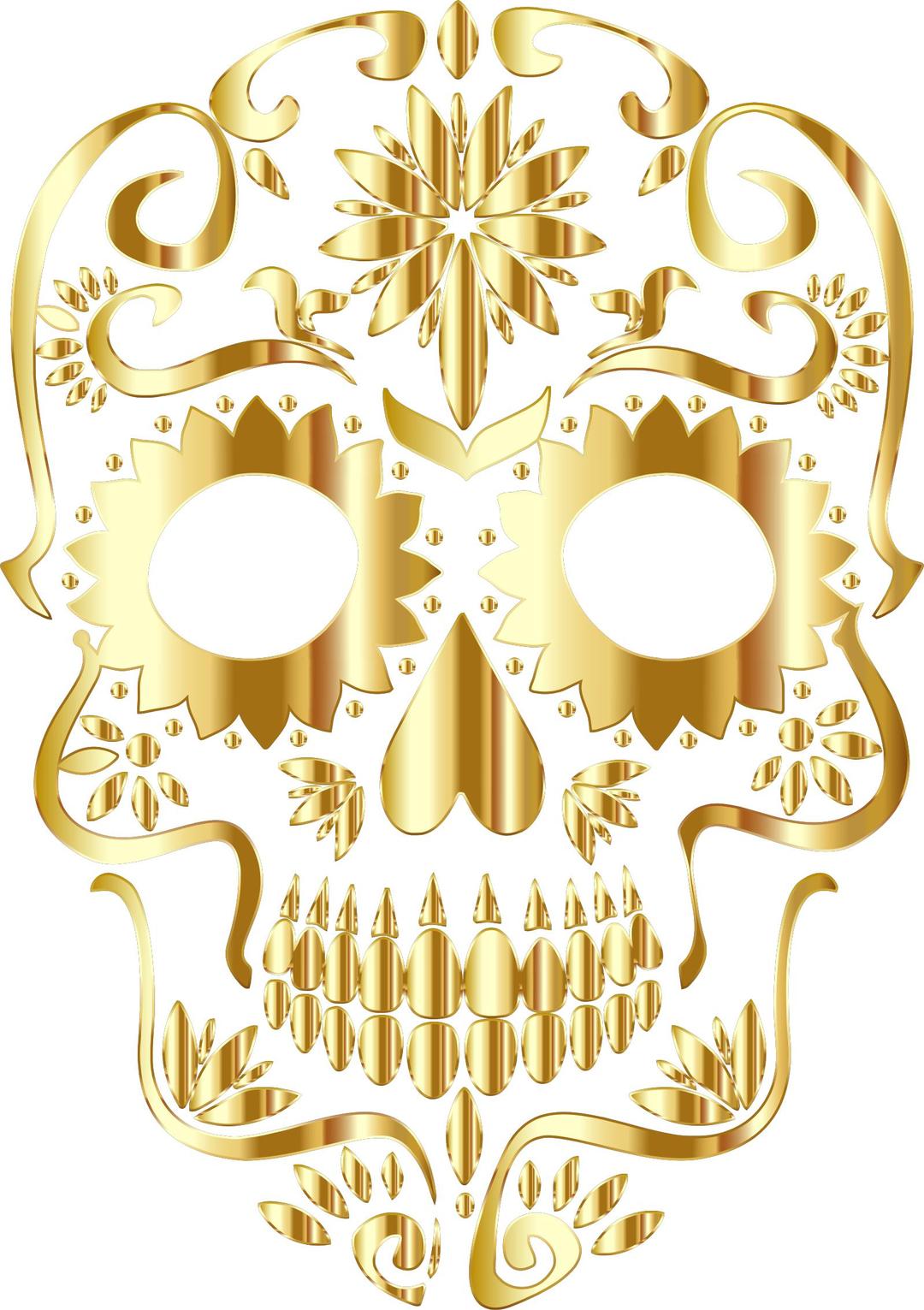 Gold Sugar Skull Silhouette No Background png transparent