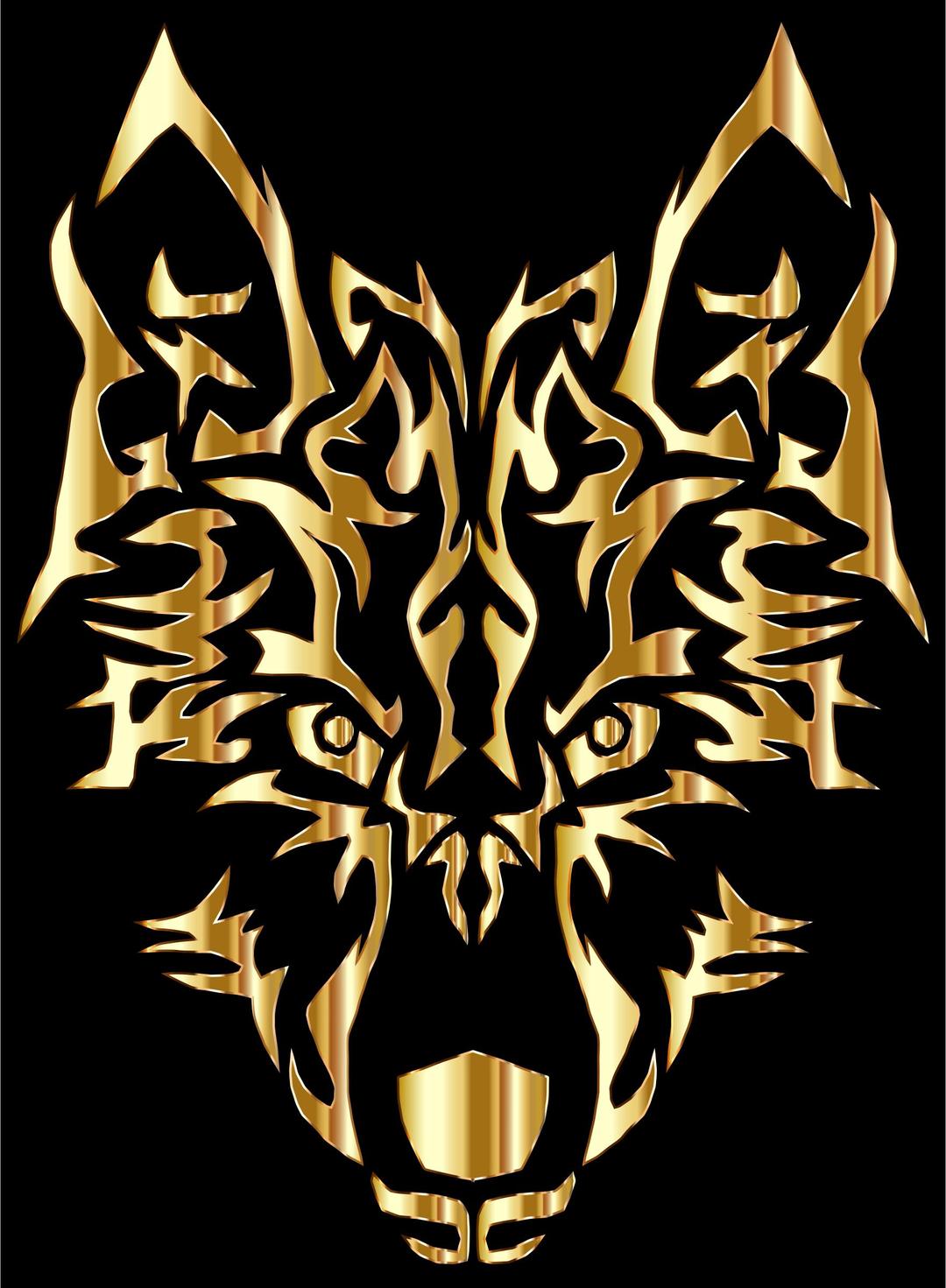 Gold Symmetric Tribal Wolf png transparent