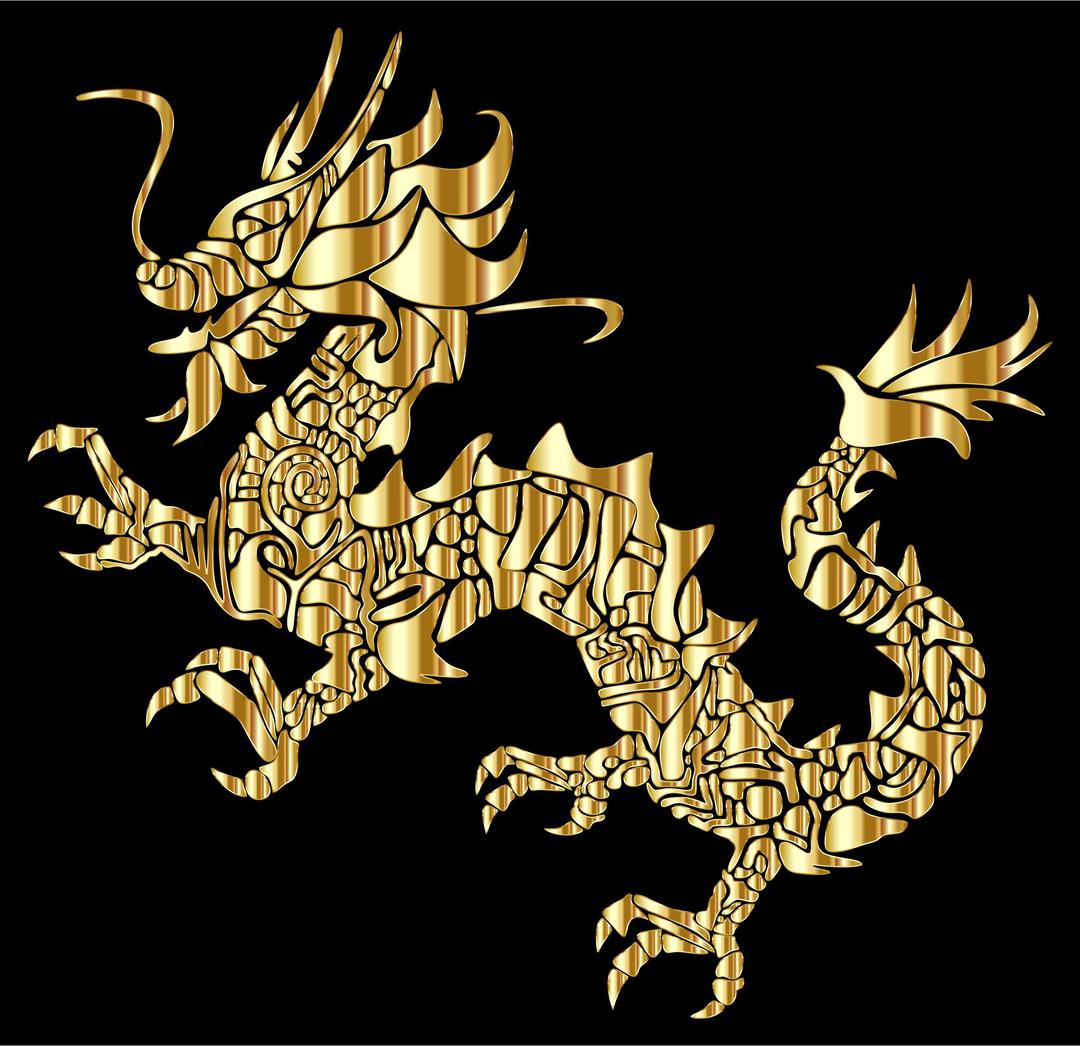 Gold Tribal Asian Dragon Silhouette png transparent