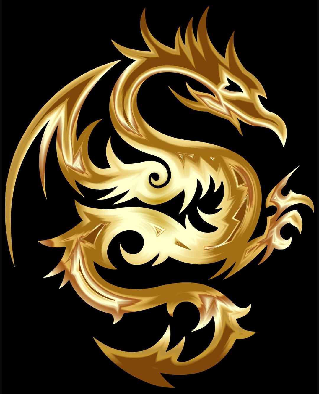 Gold Tribal Dragon 56 png transparent