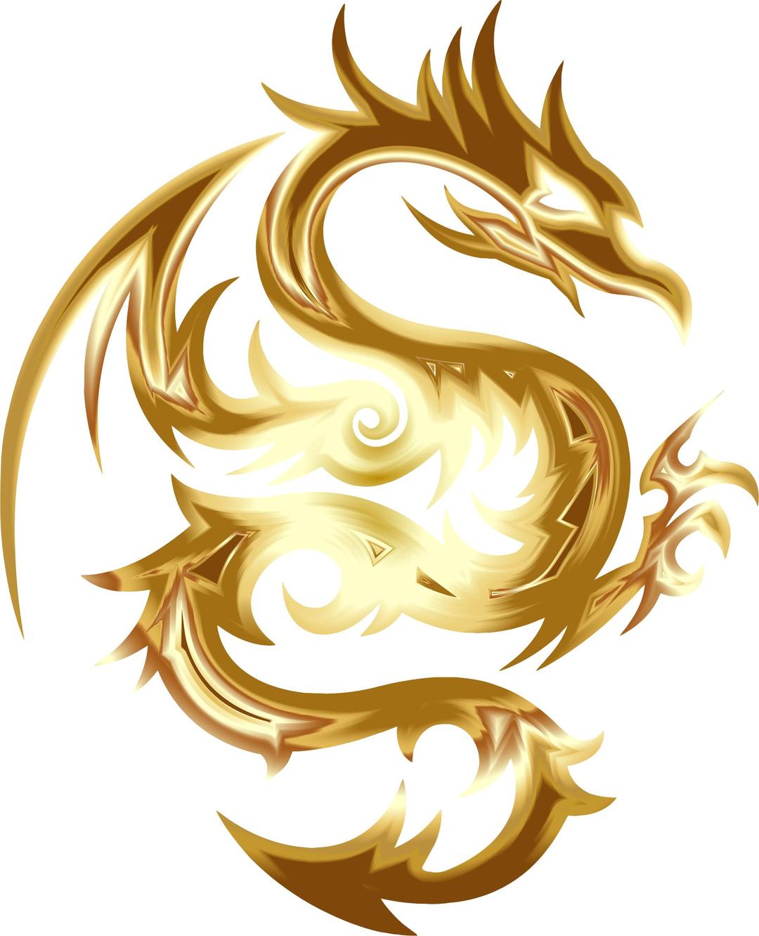 Gold Tribal Dragon 56 No Background png transparent