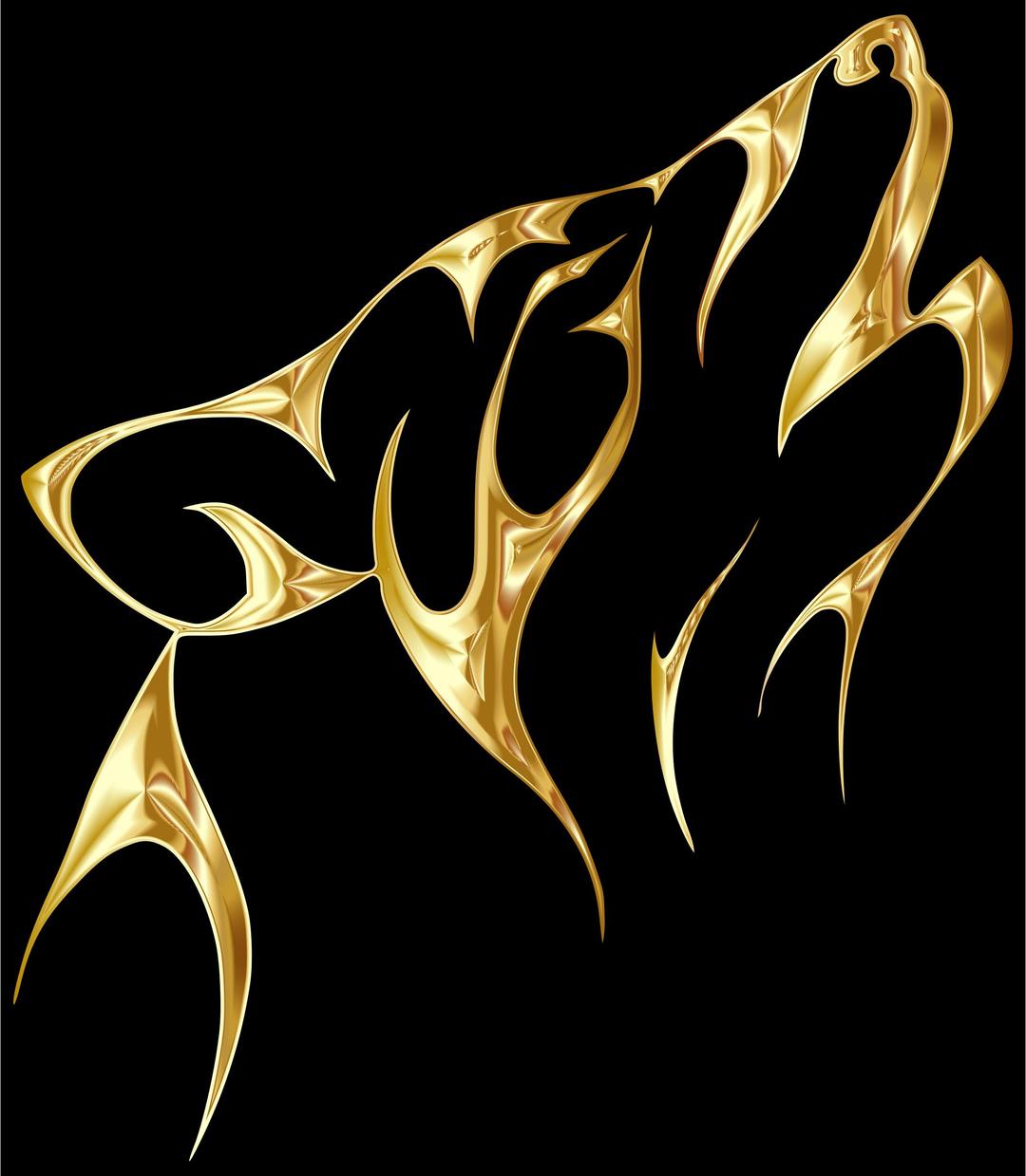 Gold Tribal Wolf png transparent