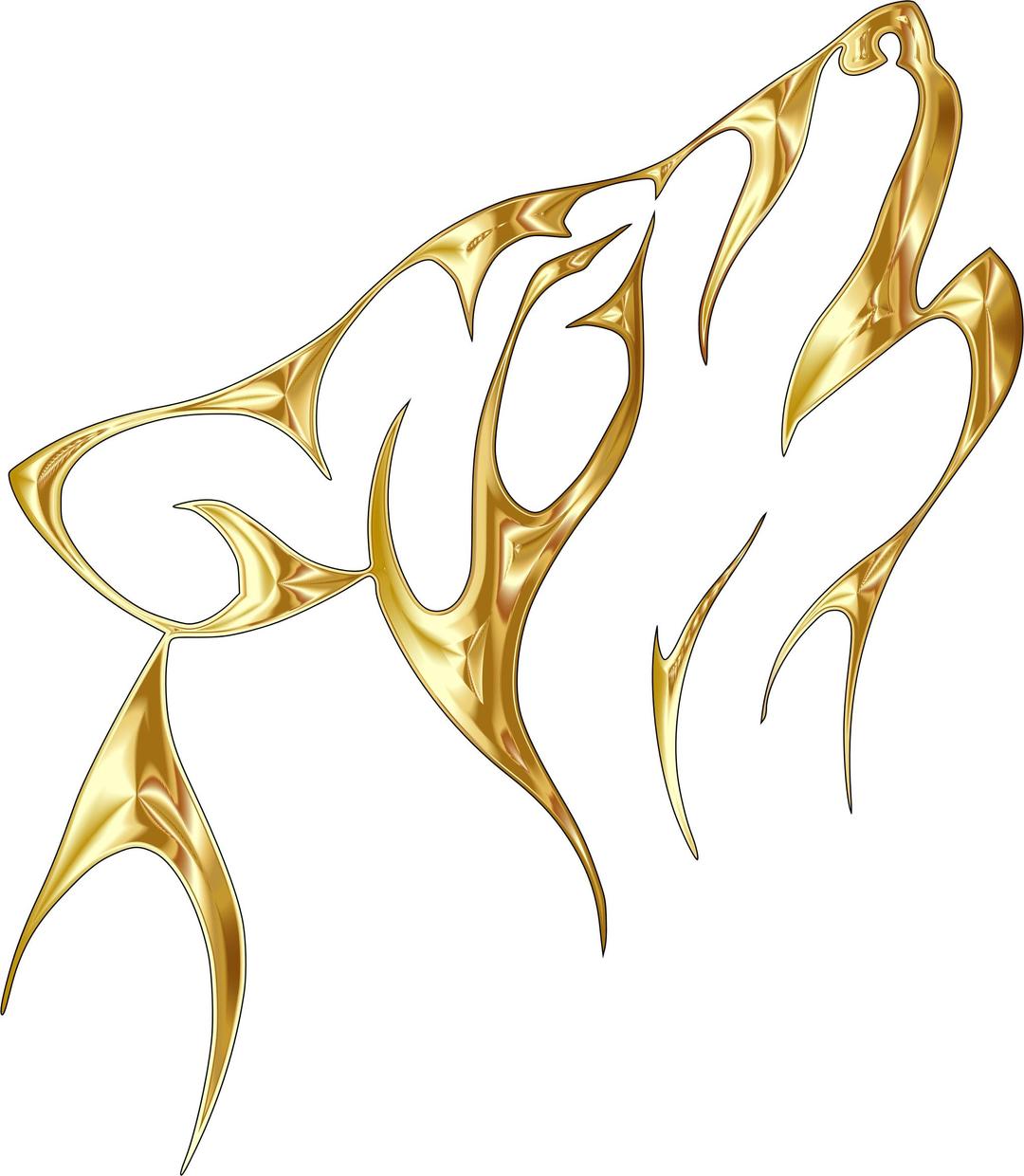 Gold Tribal Wolf No background png transparent