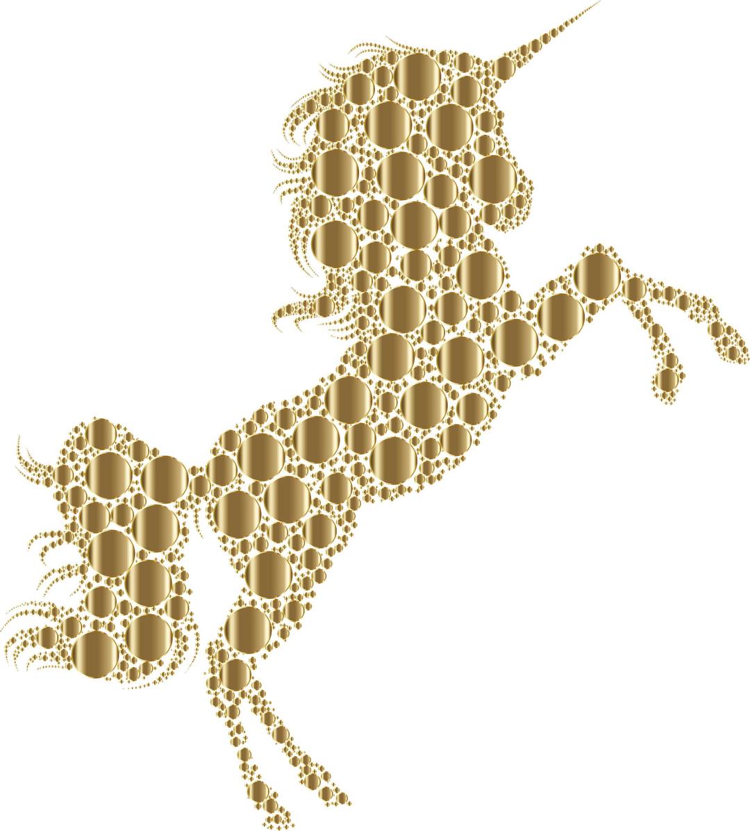 Gold Unicorn Silhouette 2 Circles No Background png transparent