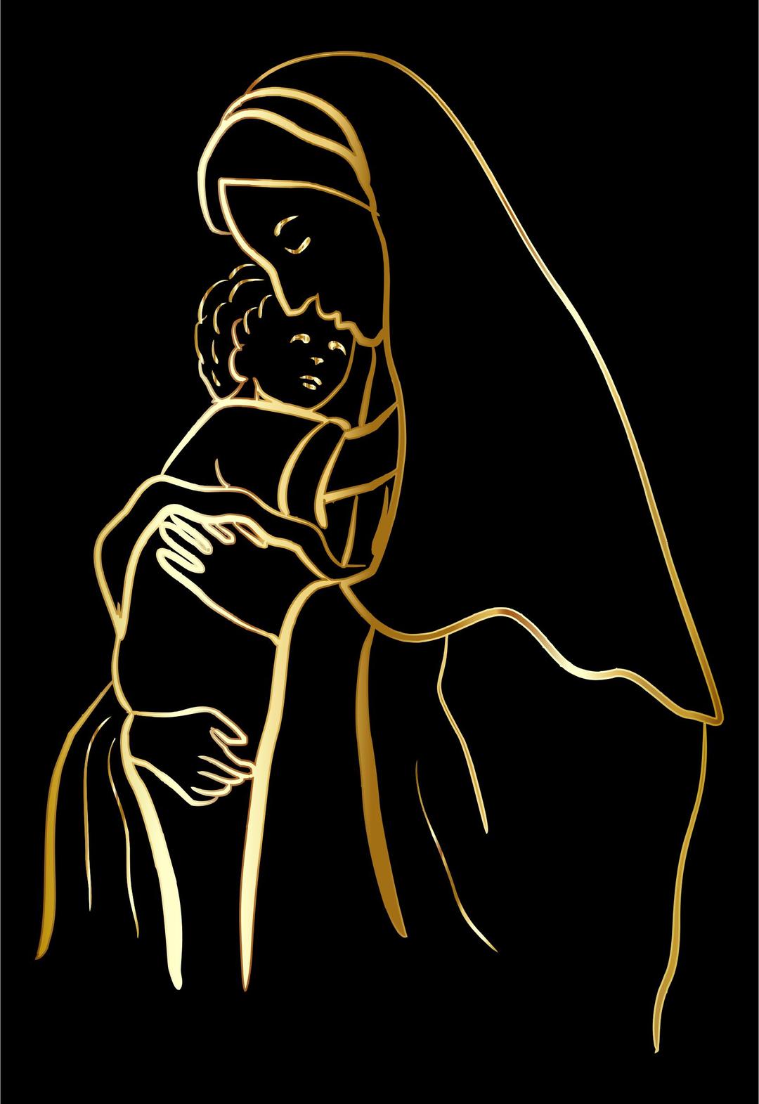 Gold Virgin Mary And Baby Jesus png transparent